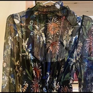 Vintage Silky Floral Dress - M/L - Like New